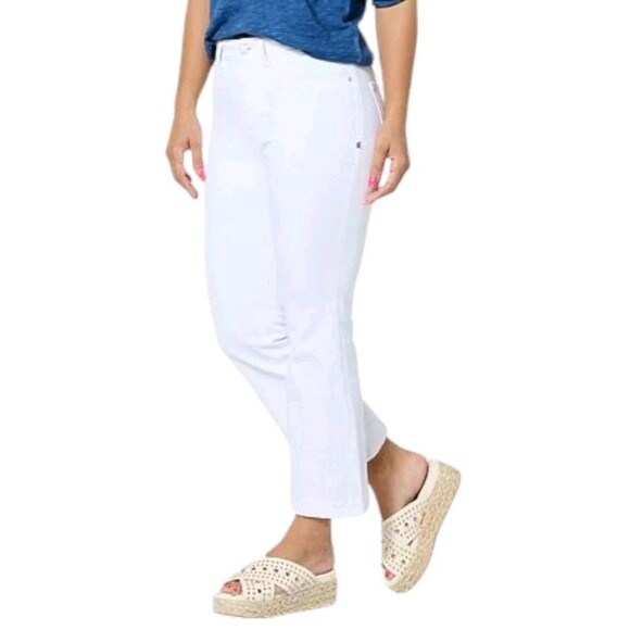 NWT Warp + Weft Crop Bootcut Jean Denim  White Women Size 0/25 Stretchy - Picture 1 of 12